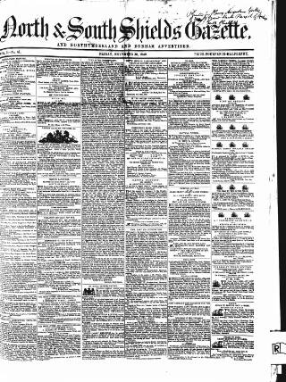 cover page of North & South Shields Gazette and Northumberland and Durham Advertiser published on November 30, 1849
