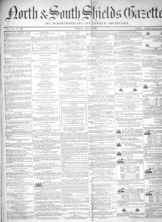 cover page of North & South Shields Gazette and Northumberland and Durham Advertiser published on July 6, 1855
