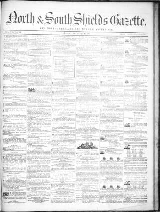 cover page of North & South Shields Gazette and Northumberland and Durham Advertiser published on November 15, 1855