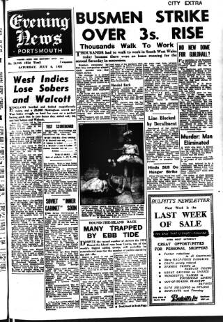cover page of Portsmouth Evening News published on July 6, 1957