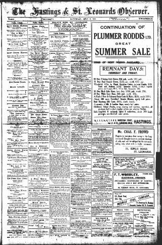 cover page of Hastings and St Leonards Observer published on July 6, 1918
