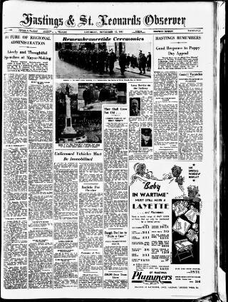 cover page of Hastings and St Leonards Observer published on November 15, 1941