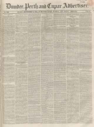 cover page of Dundee, Perth, and Cupar Advertiser published on September 18, 1846