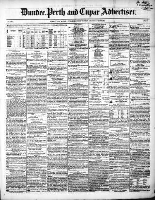 cover page of Dundee, Perth, and Cupar Advertiser published on May 29, 1855