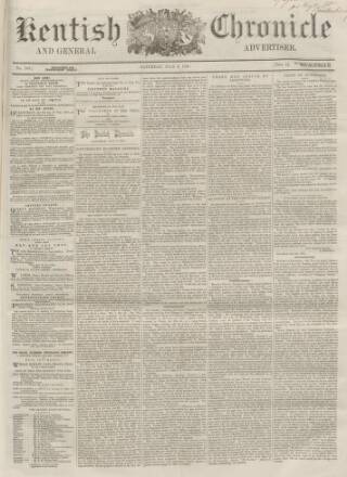 cover page of Kentish Chronicle published on July 6, 1861