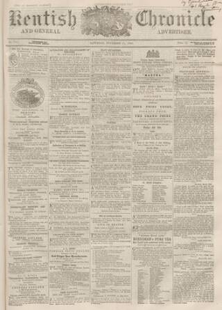 cover page of Kentish Chronicle published on November 15, 1862