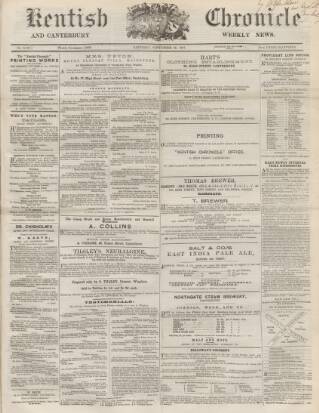 cover page of Kentish Chronicle published on September 28, 1867