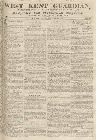 cover page of West Kent Guardian published on July 6, 1839