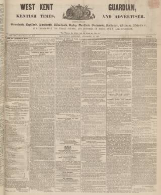 cover page of West Kent Guardian published on November 15, 1851