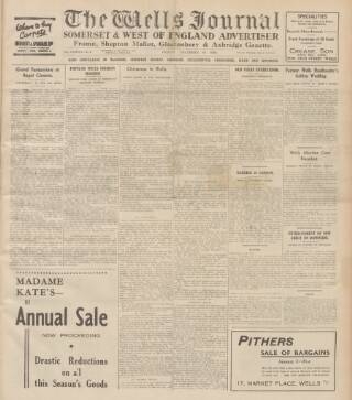 cover page of Wells Journal published on December 30, 1938