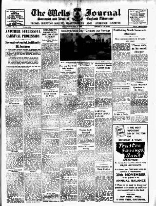 cover page of Wells Journal published on November 15, 1957