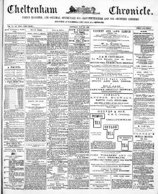 cover page of Cheltenham Chronicle published on May 29, 1886