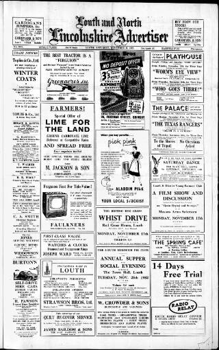 cover page of Louth and North Lincolnshire Advertiser published on November 15, 1952