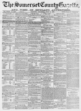 cover page of Somerset County Gazette published on July 6, 1867