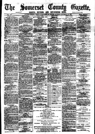 cover page of Somerset County Gazette published on September 28, 1889