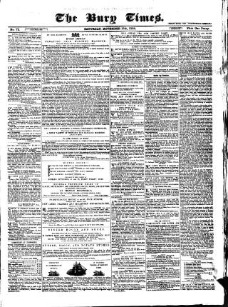 cover page of Bury Times published on November 15, 1856