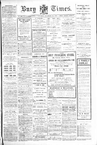 cover page of Bury Times published on November 30, 1907