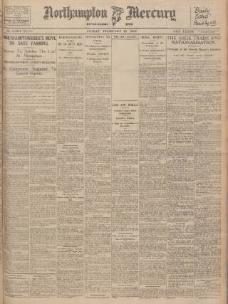 cover page of Northampton Mercury published on February 28, 1930