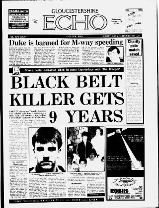 cover page of Gloucestershire Echo published on February 28, 1990