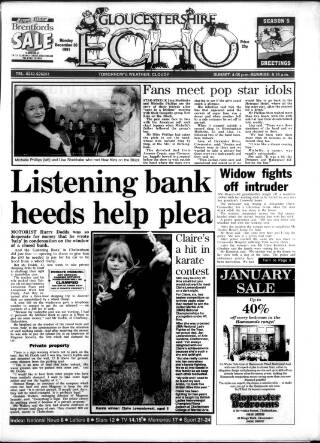 cover page of Gloucestershire Echo published on December 30, 1991