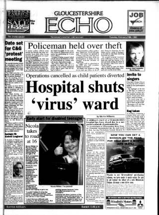 cover page of Gloucestershire Echo published on February 28, 1995