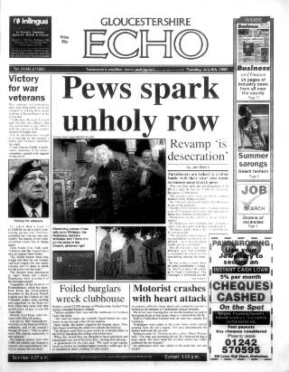 cover page of Gloucestershire Echo published on July 6, 1999