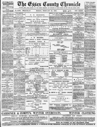 cover page of Chelmsford Chronicle published on February 28, 1890
