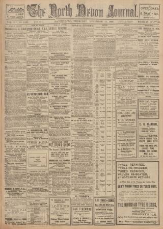 cover page of North Devon Journal published on November 15, 1928