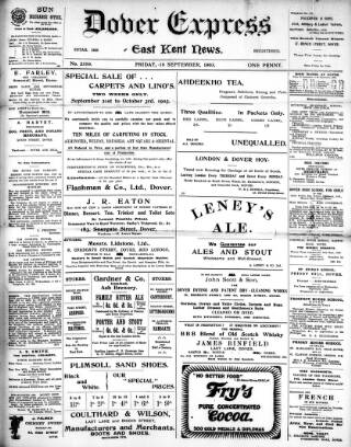 cover page of Dover Express published on September 18, 1903