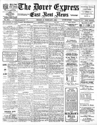 cover page of Dover Express published on February 28, 1908