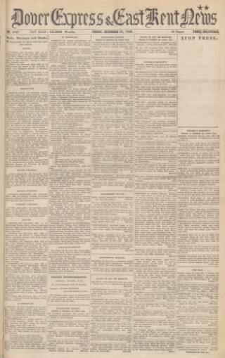 cover page of Dover Express published on December 30, 1938