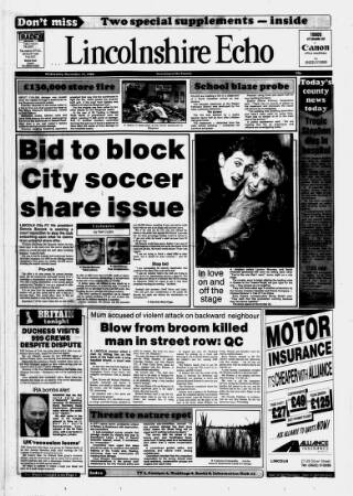 cover page of Lincolnshire Echo published on November 15, 1989