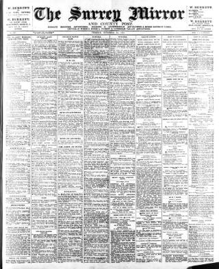 cover page of Surrey Mirror published on November 15, 1910