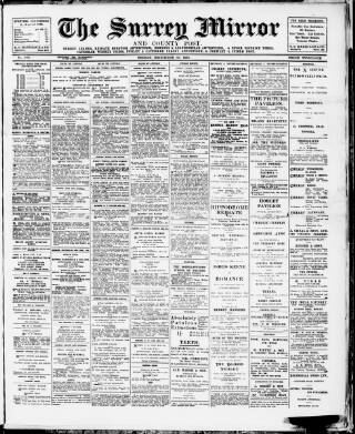 cover page of Surrey Mirror published on December 30, 1921