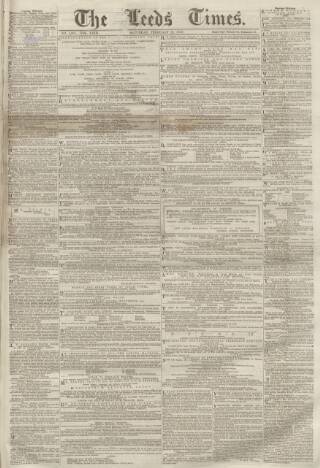 cover page of Leeds Times published on February 28, 1857
