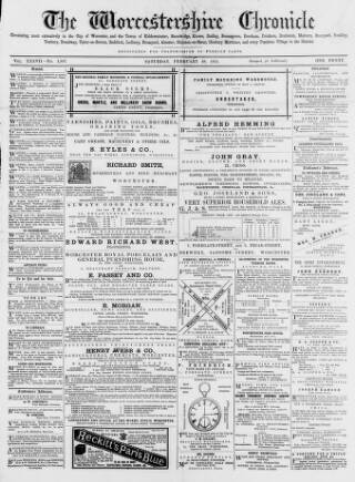 cover page of Worcestershire Chronicle published on February 28, 1874