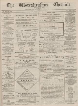 cover page of Worcestershire Chronicle published on November 30, 1878