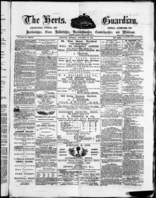 cover page of Herts Guardian published on November 30, 1889