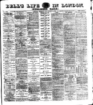 cover page of Bell's Life in London and Sporting Chronicle published on November 30, 1885