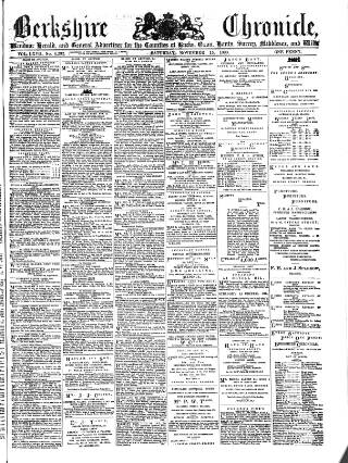 cover page of Berkshire Chronicle published on November 15, 1890