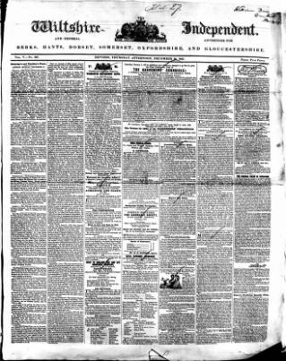cover page of Wiltshire Independent published on December 30, 1841