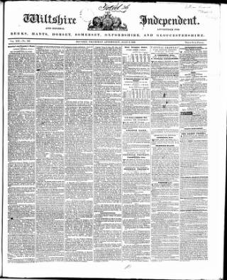 cover page of Wiltshire Independent published on July 6, 1848