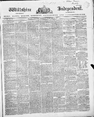 cover page of Wiltshire Independent published on February 28, 1850