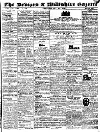 cover page of Devizes and Wiltshire Gazette published on November 30, 1837