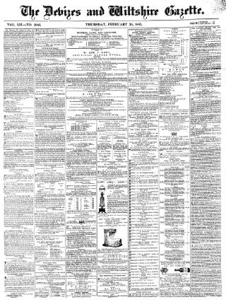 cover page of Devizes and Wiltshire Gazette published on February 28, 1867