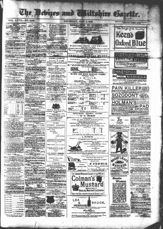 cover page of Devizes and Wiltshire Gazette published on July 6, 1882
