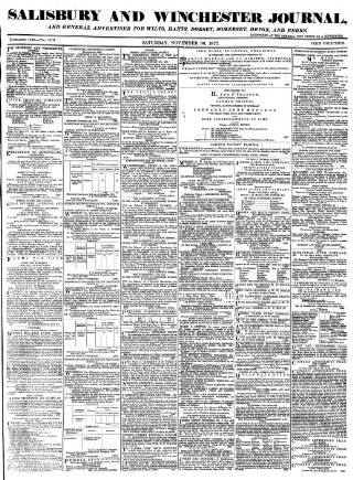 cover page of Salisbury and Winchester Journal published on November 30, 1872
