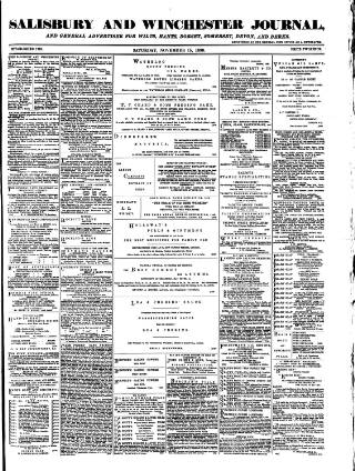 cover page of Salisbury and Winchester Journal published on November 15, 1890