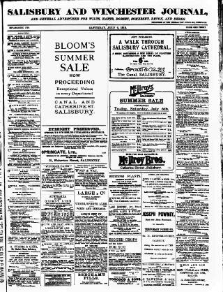 cover page of Salisbury and Winchester Journal published on July 6, 1912