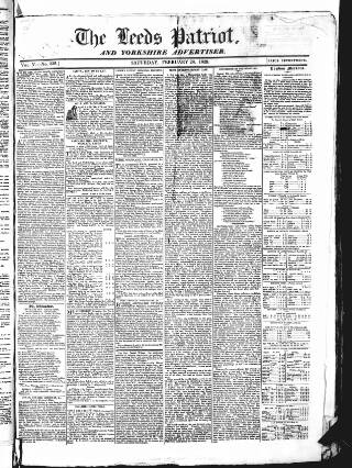 cover page of Leeds Patriot and Yorkshire Advertiser published on February 28, 1829